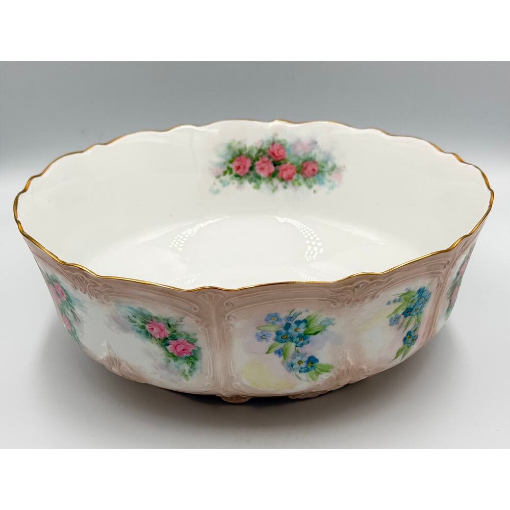 Tirschenreuth Baronesse Bavaria Serving Bowl Hand-painted Roses 24K Gold Trim